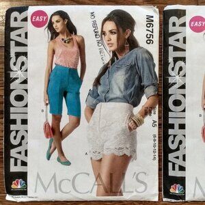 Shorts Sewing Pattern Size 6-14 McCall's 6756 UNCUT Mock Fly Semi-Fitted